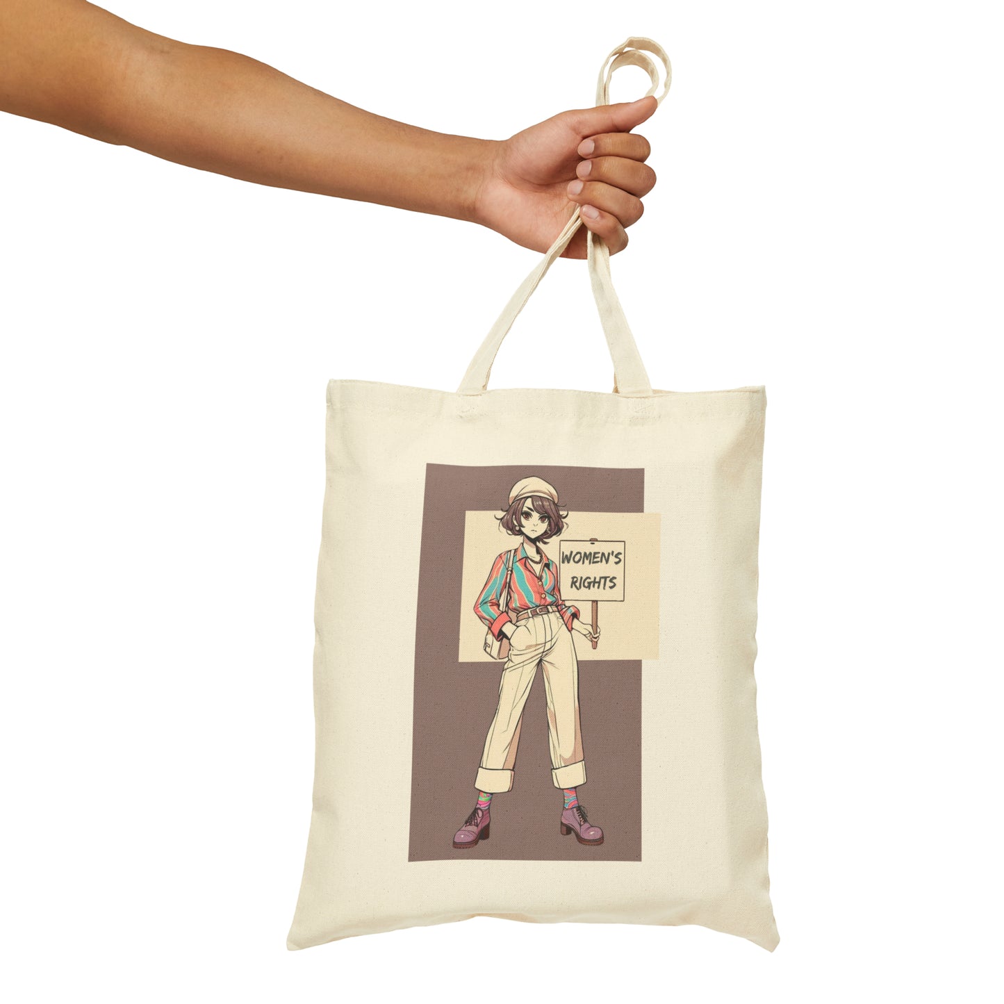 Women's Rights! Inspirational Statement Cotton Cavas Tote Bag: carry a laptop, kindle, phone, ipad, notebook goodies to work/coffee shop