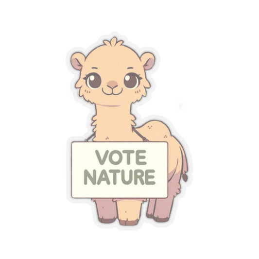 Inspirational Cute Camel Statement vinyl Sticker: Vote Nature! for laptop, kindle, phone, ipad, instrument case, notebook, mood board