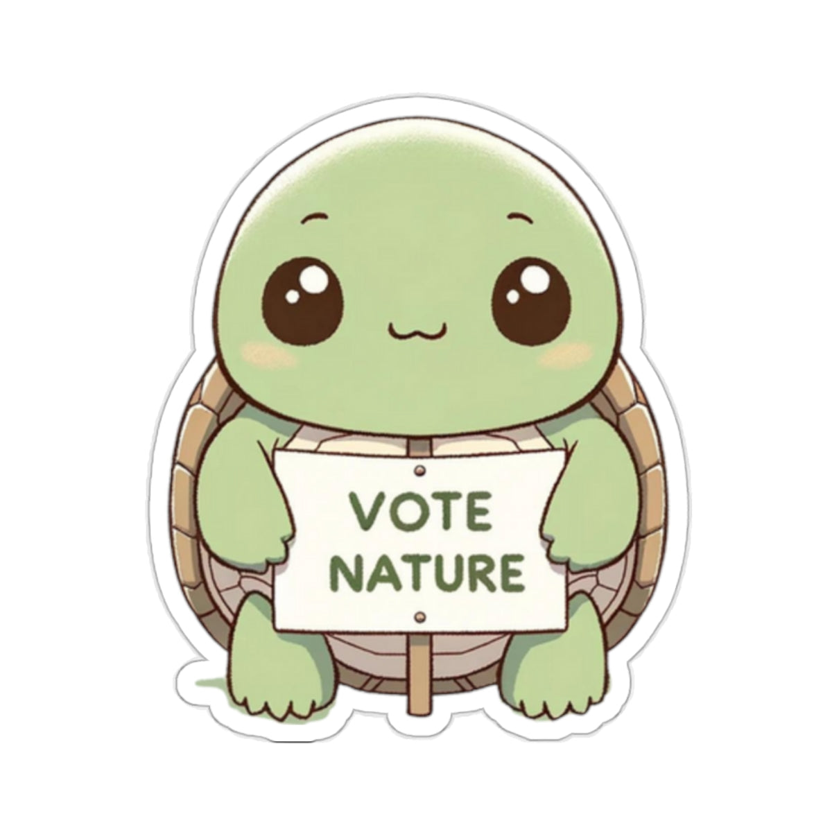 Inspirational Cute Turtle Statement vinyl Sticker: Vote Nature! for laptop, kindle, phone, ipad, instrument case, notebook, mood board