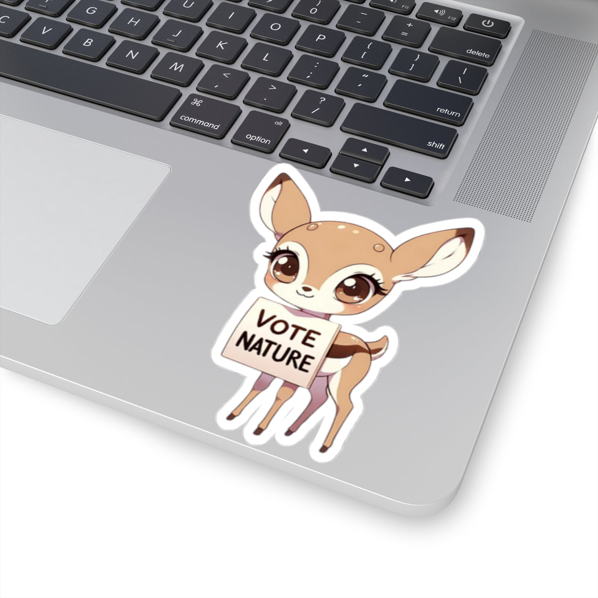 Inspirational Cute Fawn Statement vinyl Sticker: Vote Nature! for laptop, kindle, phone, ipad, instrument case, notebook, mood board