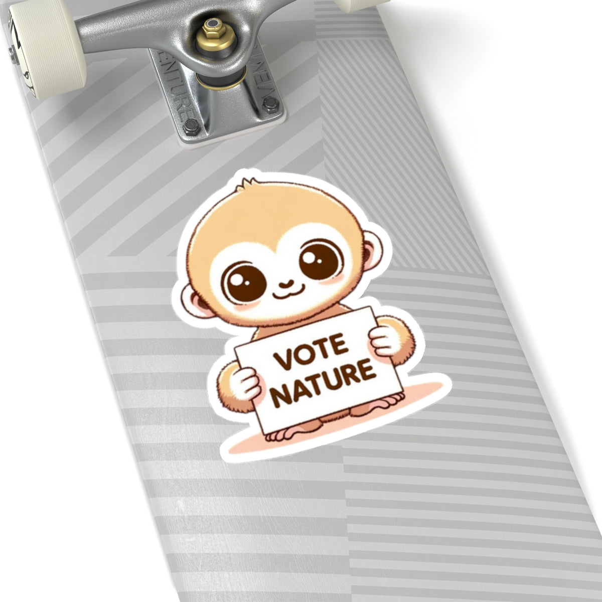 Inspirational Cute Gibbon Ape Statement vinyl Sticker: Vote Nature! for laptop, kindle, phone, ipad, instrument case, notebook, mood board