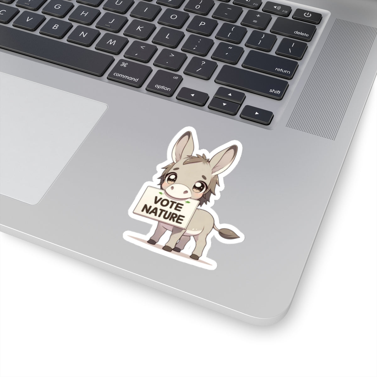 Inspirational Cute Donkey Statement vinyl Sticker: Vote Nature! for laptop, kindle, phone, ipad, instrument case, notebook, mood board