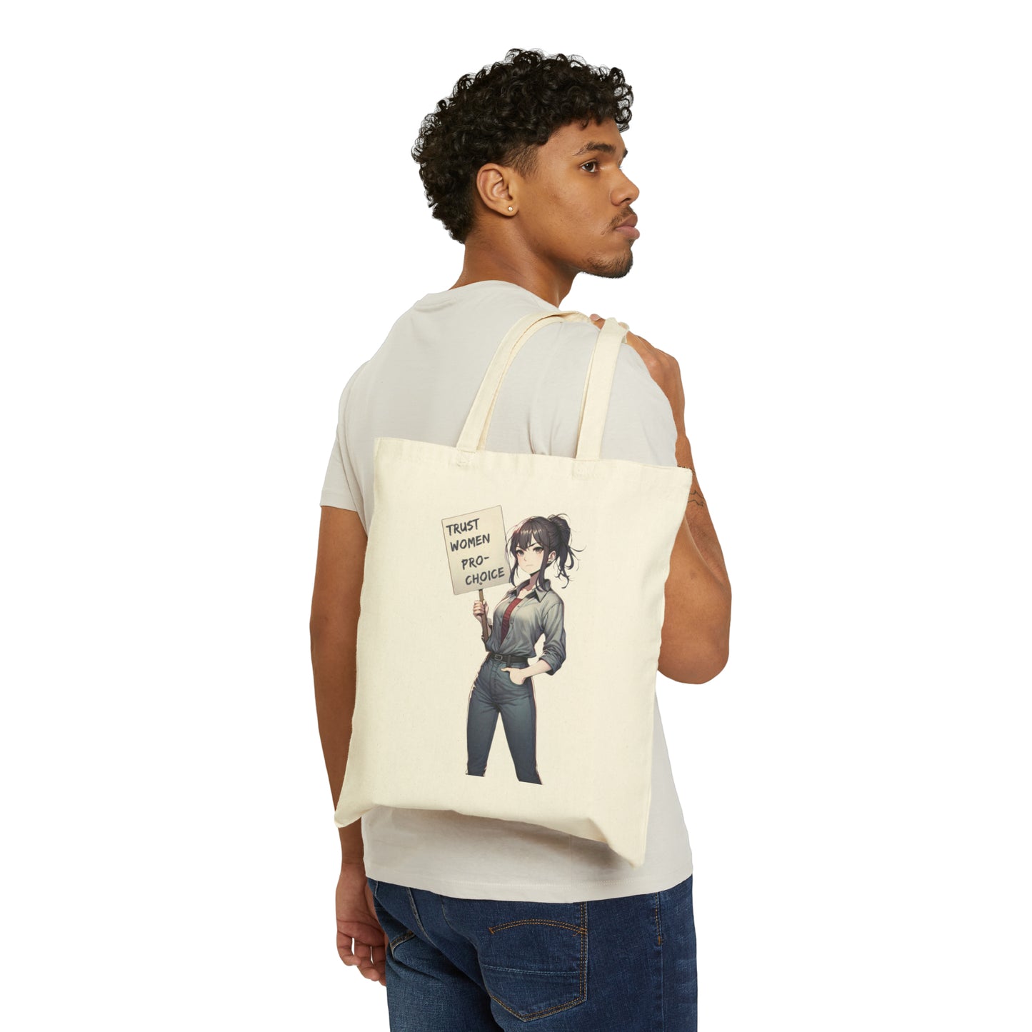 Trust Women Pro-Choice! Inspirational Statement Cotton Cavas Tote Bag: Bold Statement, Protest Oppression, Demand Equality!