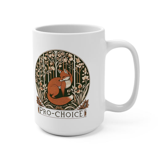Bold and Uncompromising Cute Fox Statement Mug (15oz): Pro-Choice! William Morris Inspired Design
