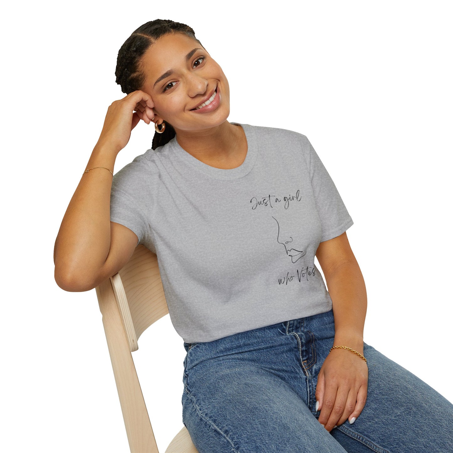 Just a Girl Who Votes Statement Soft Style t-shirt: Strong yet Subtle Activism! Be Unmoved!