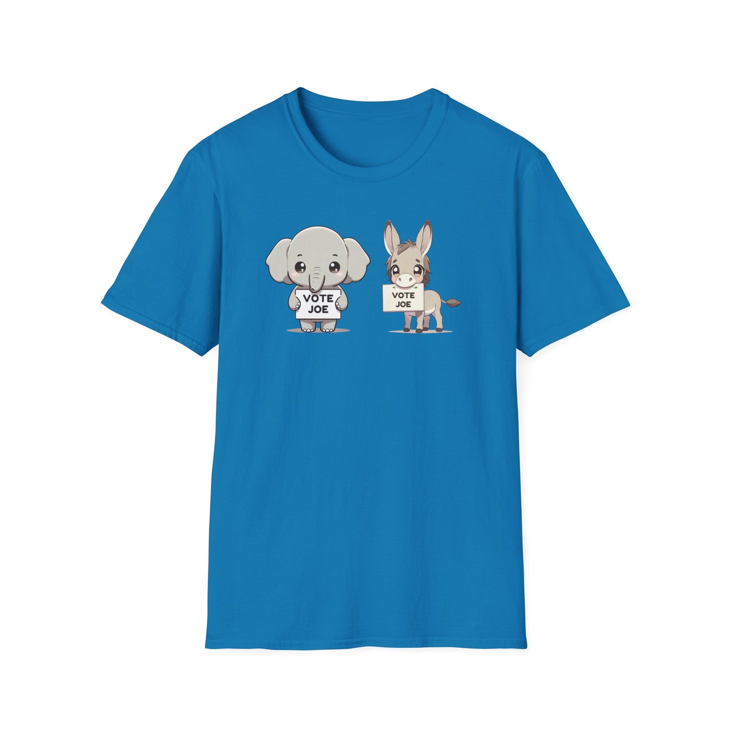 Cute Elephant and Donkey Agree! Vote Joe! Inspiring Statement Soft Style t-shirt |unisex| Minimalist Activism! Show You Care!