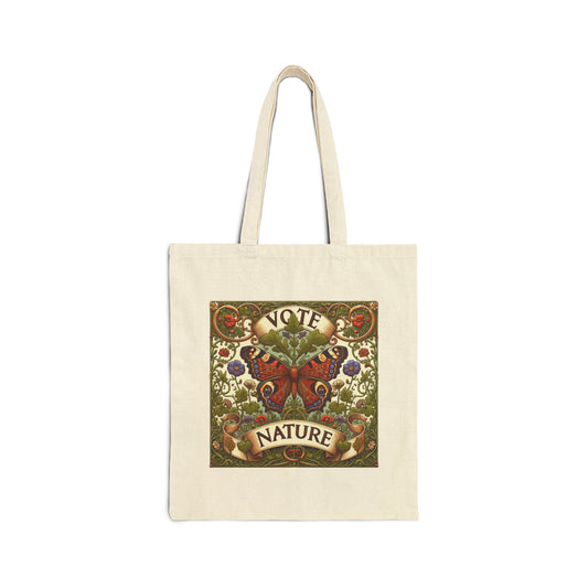 Inspirational Caring Statement Cotton Canvas Tote Bag: Vote Nature! & carry a laptop, kindle, phone, notebook, goodies to work/coffee shop