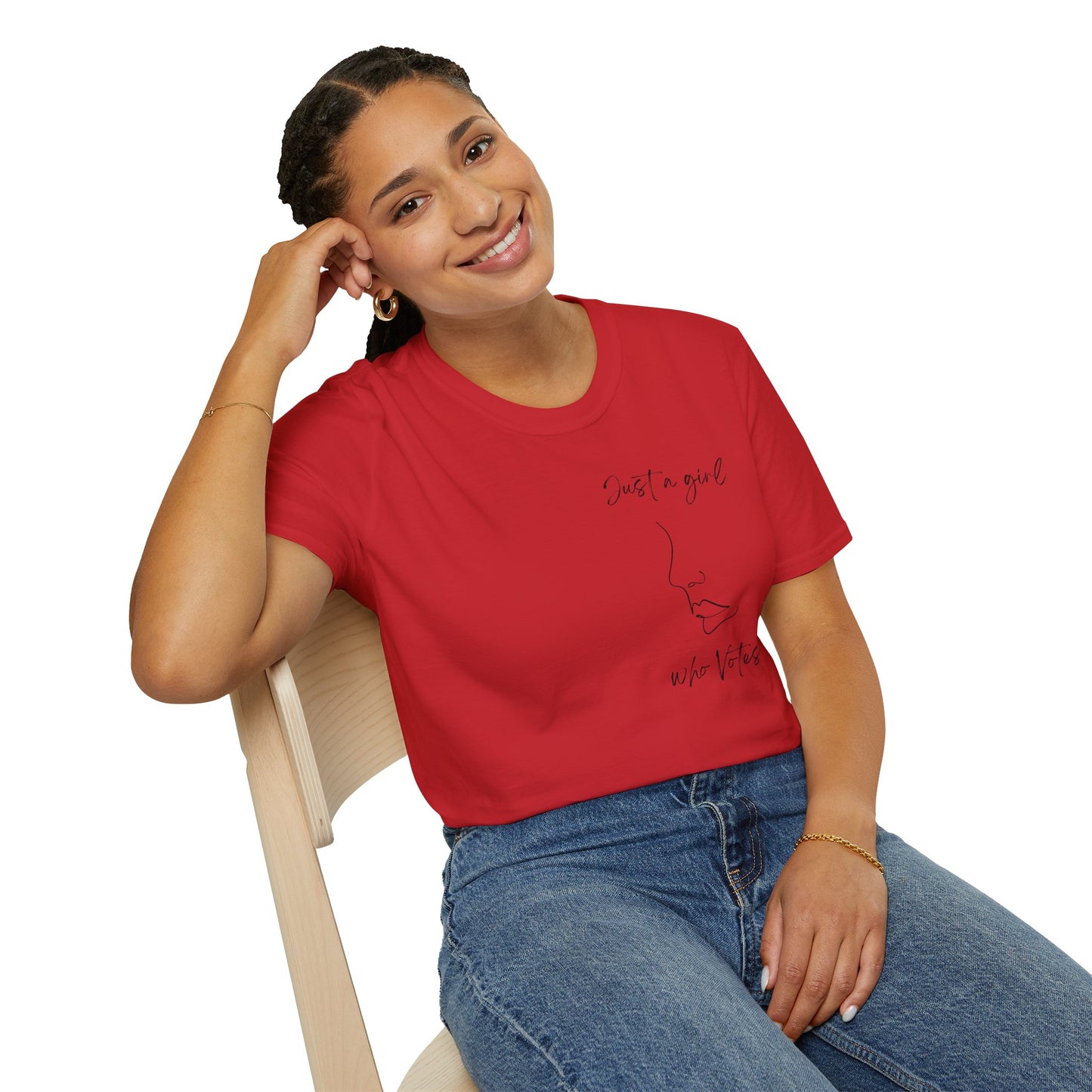 Just a Girl Who Votes Statement Soft Style t-shirt: Strong yet Subtle Activism! Be Unmoved!