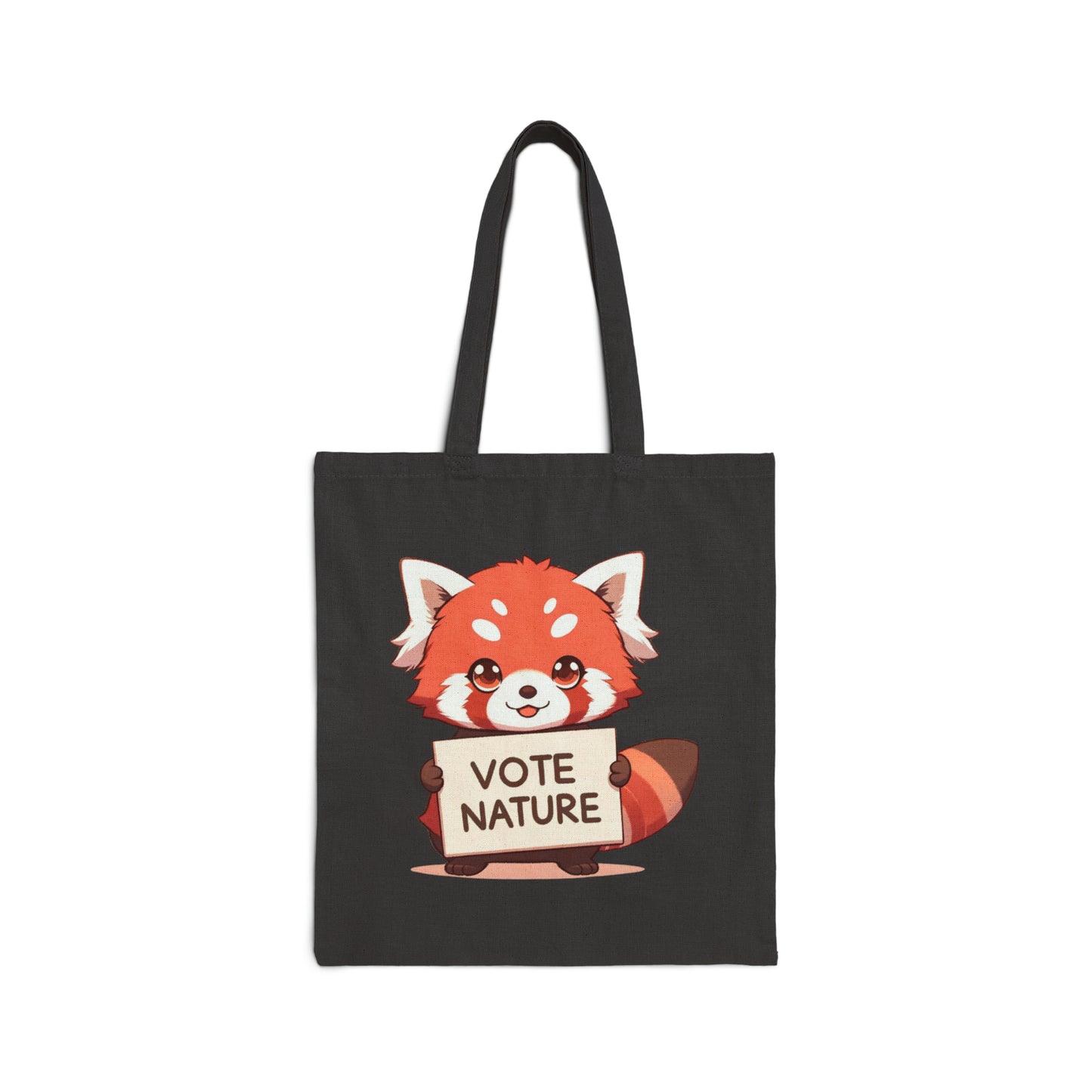 Inspirational Cute Red Panda Statement Cotton Canvas Tote Bag: Vote Nature! laptop, kindle, phone, notebook, goodies to work/coffee shop