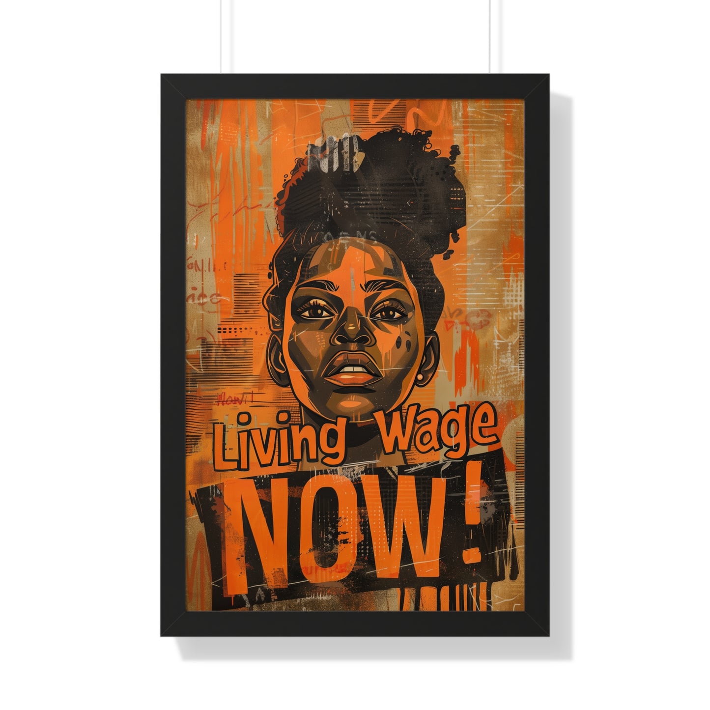 Framed Living Wage Now Matte Vertical Poster Demand Respect Bold Statement Protest Poster Worker Labor Rights!