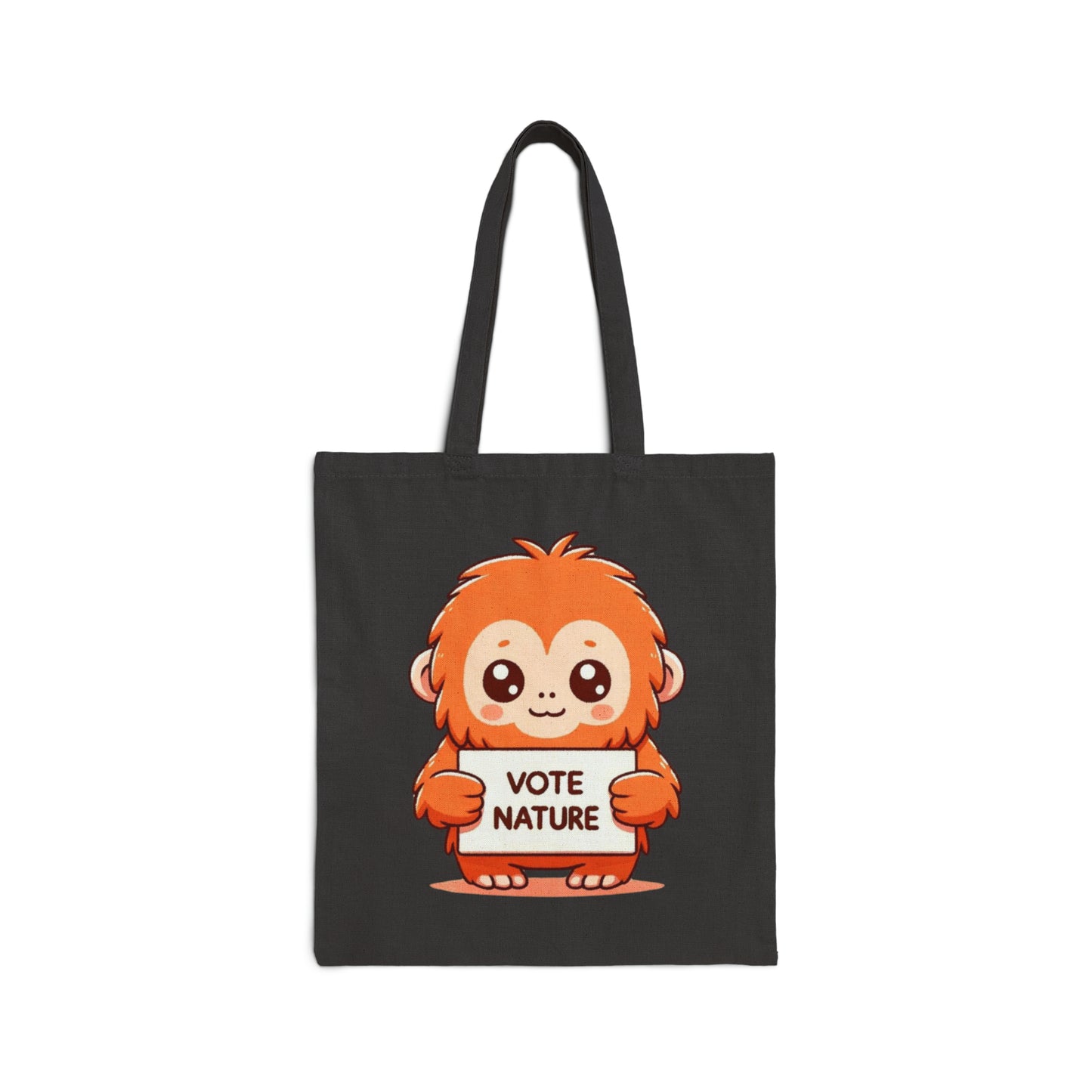 Inspirational Cute Orangutan Statement Canvas Tote Bag: Vote Nature! carry laptop, kindle, phone, notebook, goodies to work/coffee shop