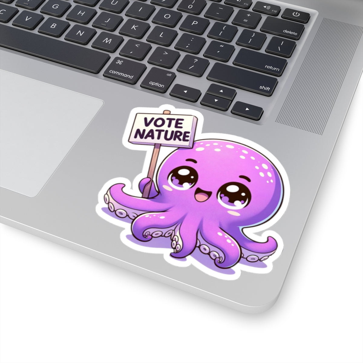 Inspirational Cute Octopus Statement vinyl Sticker: Vote Nature! for laptop, kindle, phone, ipad, instrument case, notebook, mood board