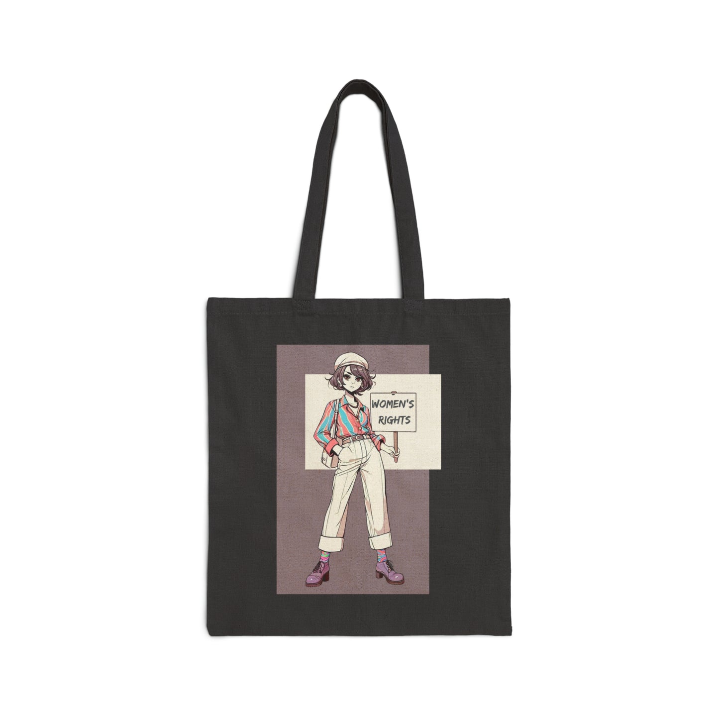 Women's Rights! Inspirational Statement Cotton Cavas Tote Bag: carry a laptop, kindle, phone, ipad, notebook goodies to work/coffee shop