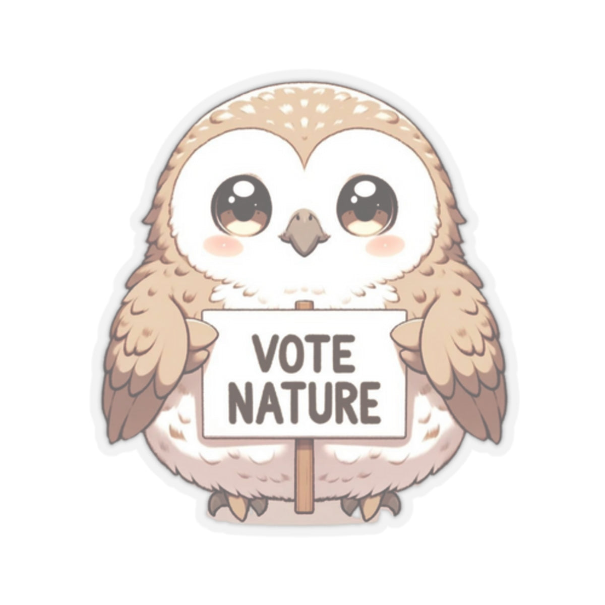 Inspirational Cute Owl Statement vinyl Sticker: Vote Nature! for laptop, kindle, phone, ipad, instrument case, notebook, mood board, or wall