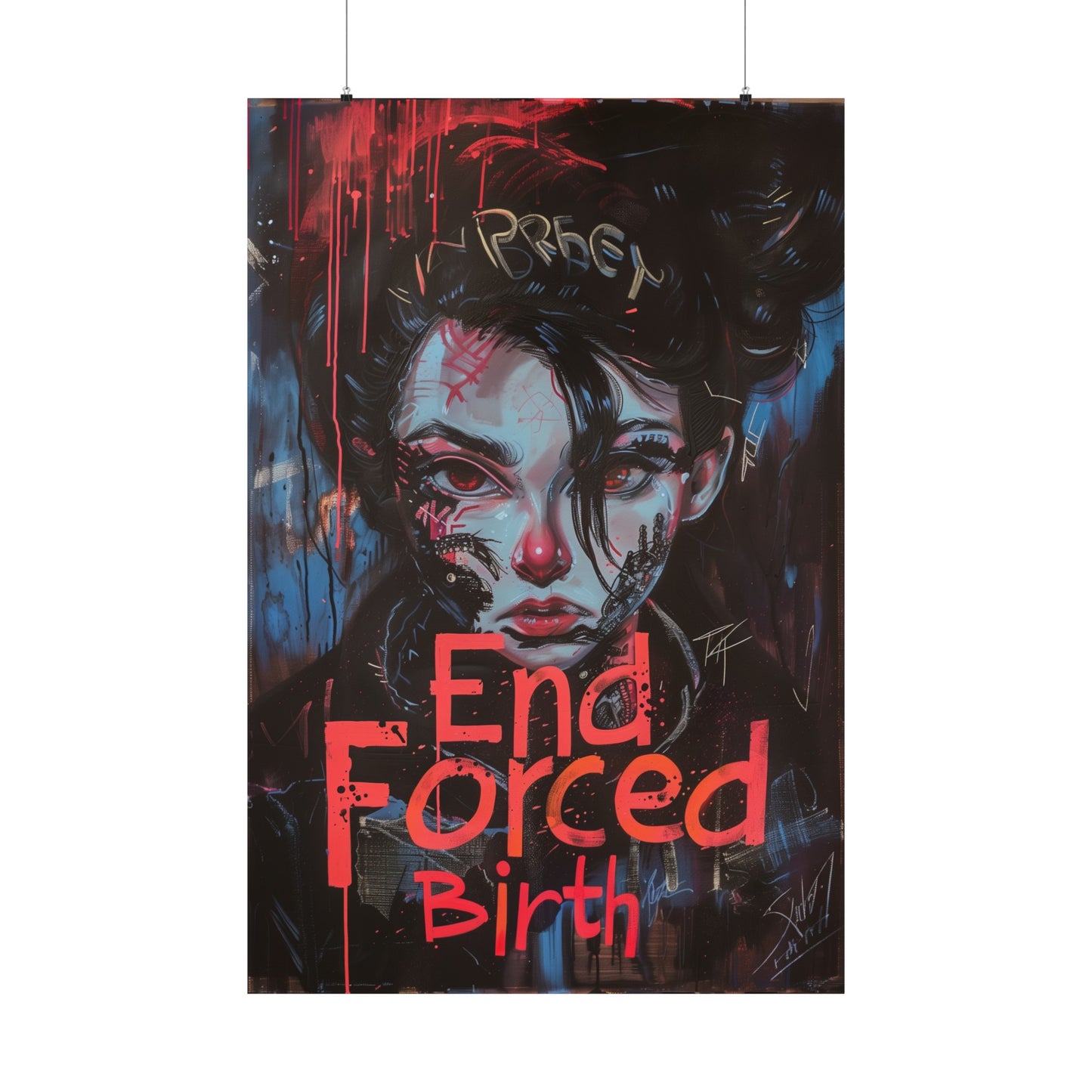 End Forced Birth Matte Vertical Poster! Women's Rights Reproductive Freedom! Cool Cyberpunk Style!