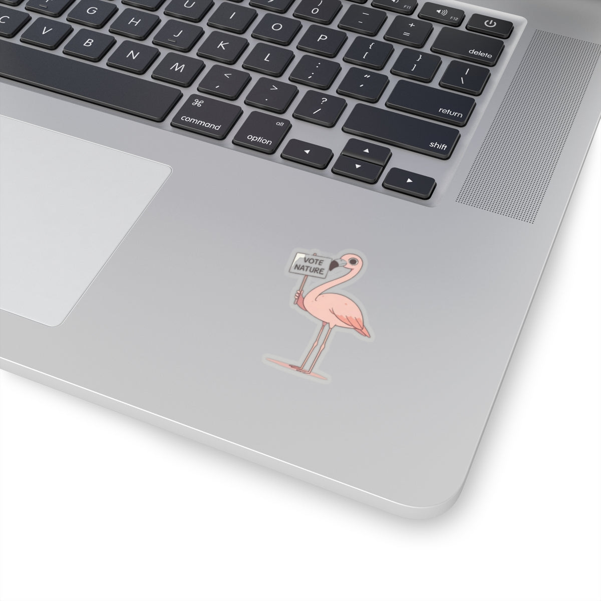 Inspirational Cute Flamingo Statement vinyl Sticker: Vote Nature! for laptop, kindle, phone, ipad, instrument case, notebook, mood board