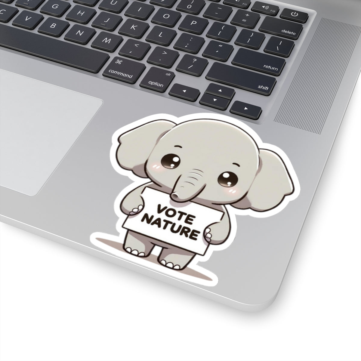 Inspirational Cute Elephant Statement vinyl Sticker: Vote Nature! for laptop, kindle, phone, ipad, instrument case, notebook, mood board
