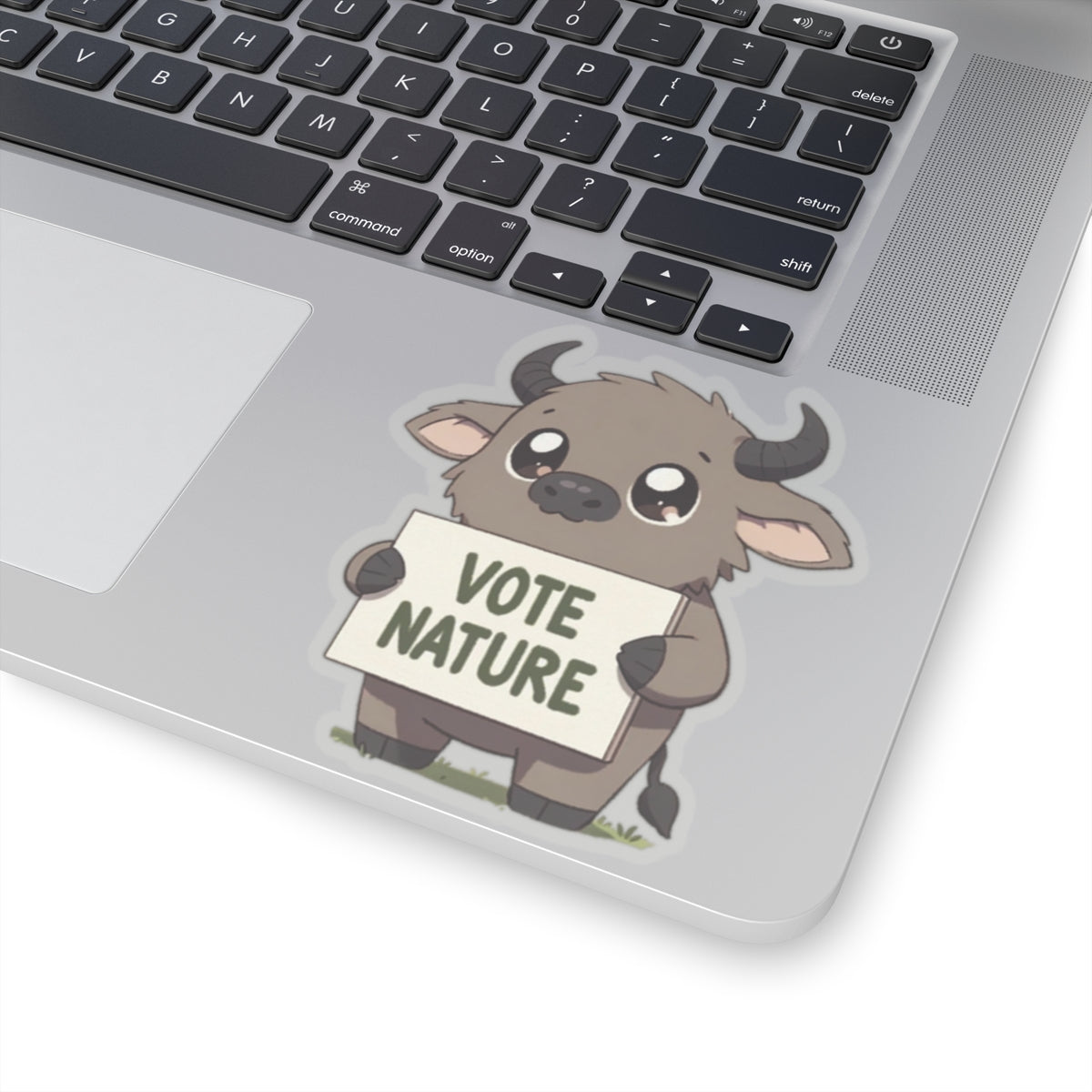 Inspirational Cute Water Buffalo Statement vinyl Sticker: Vote Nature! laptop, kindle, phone, ipad, instrument case, notebook, mood board