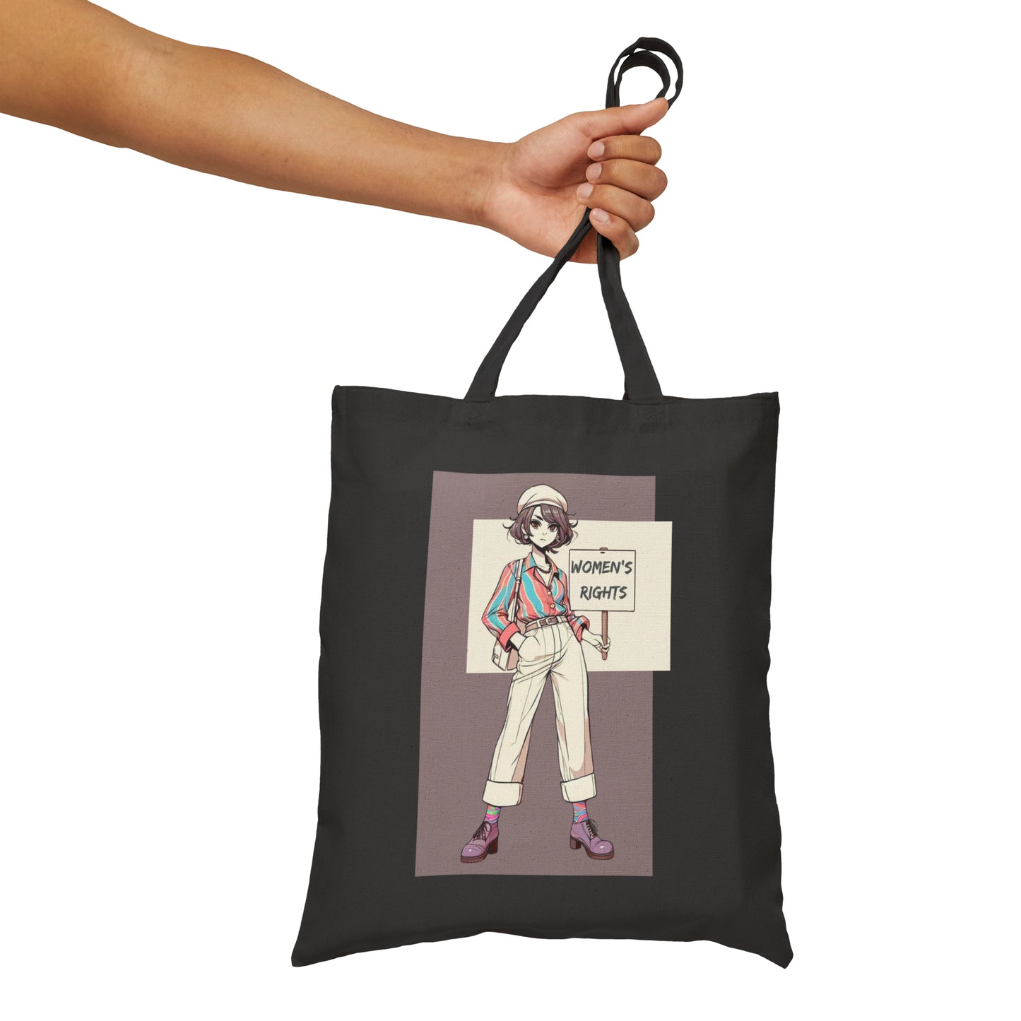 Women's Rights! Inspirational Statement Cotton Cavas Tote Bag: carry a laptop, kindle, phone, ipad, notebook goodies to work/coffee shop