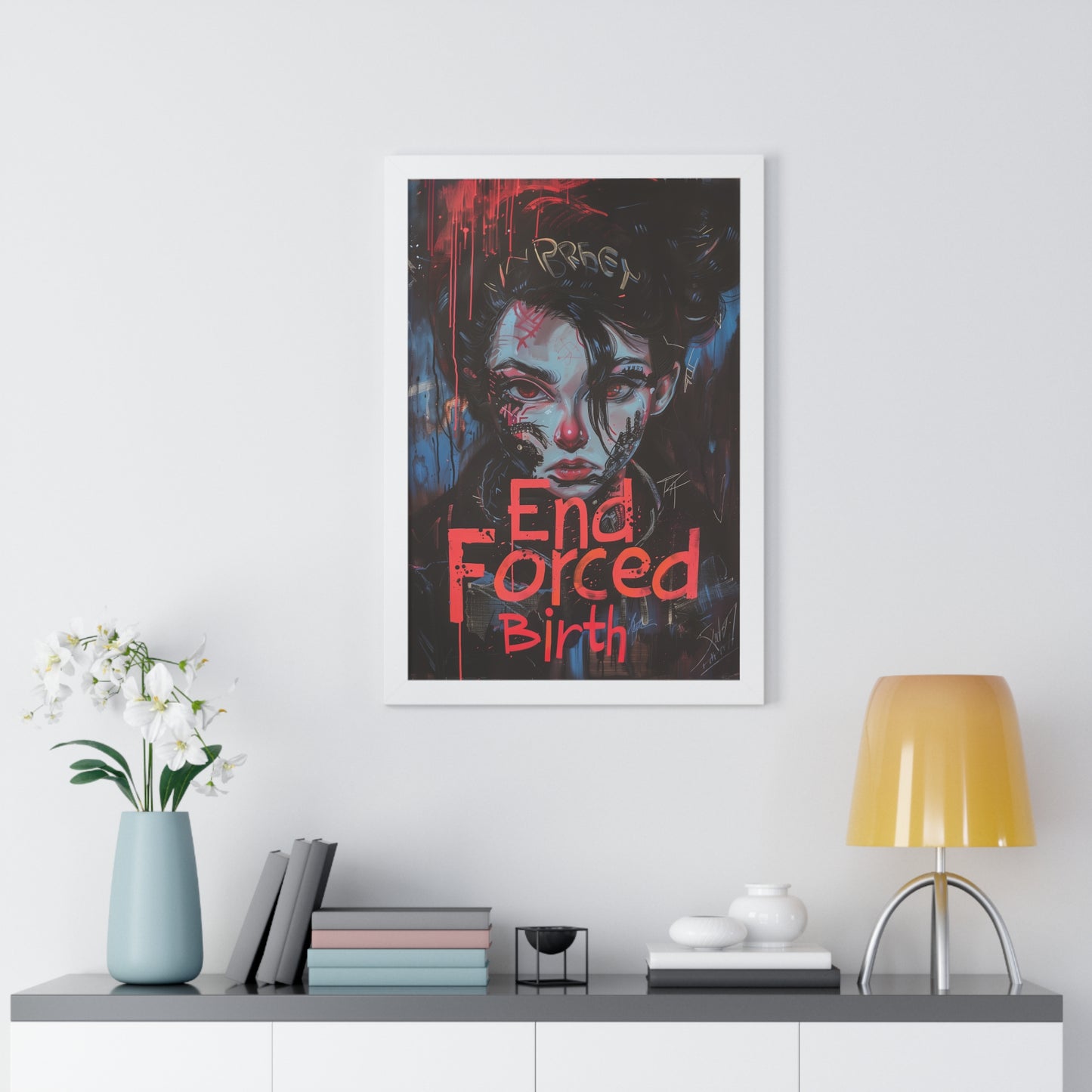 Framed End Forced Birth Vertical Poster! Women's Rights Reproductive Freedom! Cool Cyberpunk Style! Pro-Choice