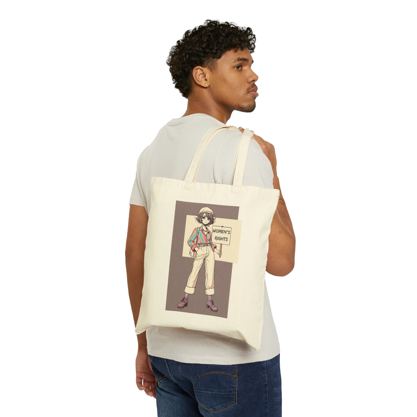 Women's Rights! Inspirational Statement Cotton Cavas Tote Bag: carry a laptop, kindle, phone, ipad, notebook goodies to work/coffee shop