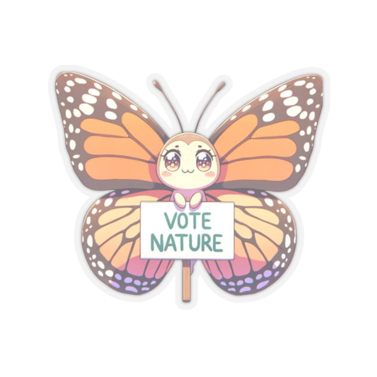 Inspirational Cute Butterfly Statement vinyl Sticker: Vote Nature! for laptop, kindle, phone, ipad, instrument case, notebook, mood board