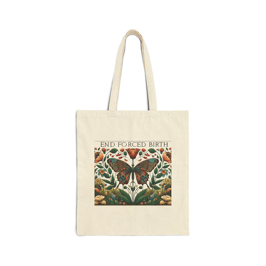 Inspire w/ Bold Statement Cotton Canvas Tote Bag: End Forced Birth! & carry laptop, kindle, phone, notebook goodies to work/coffee shop