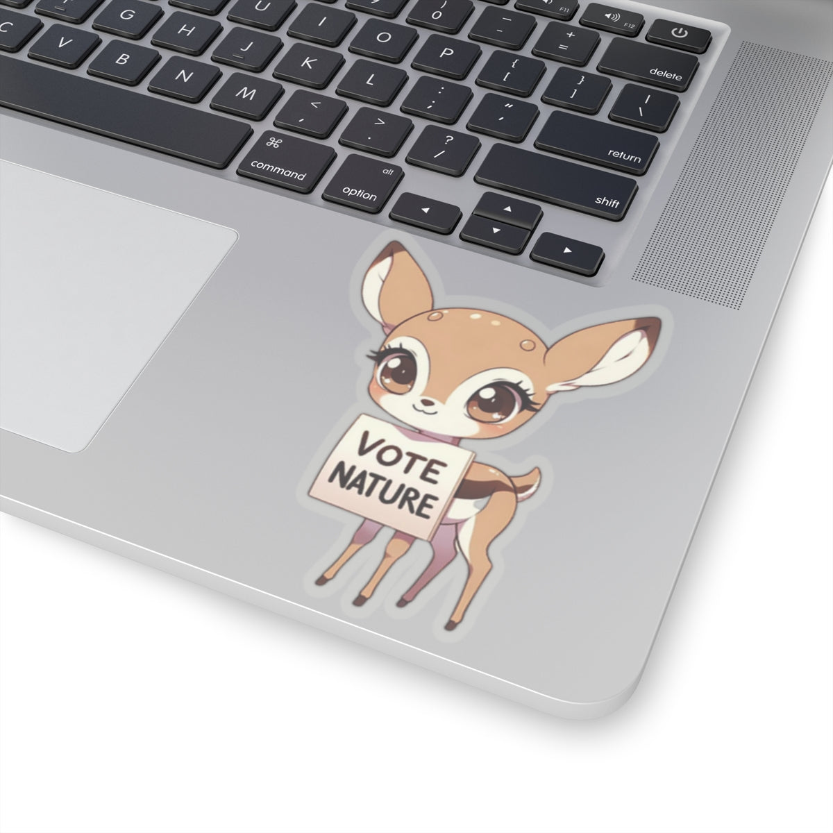 Inspirational Cute Fawn Statement vinyl Sticker: Vote Nature! for laptop, kindle, phone, ipad, instrument case, notebook, mood board