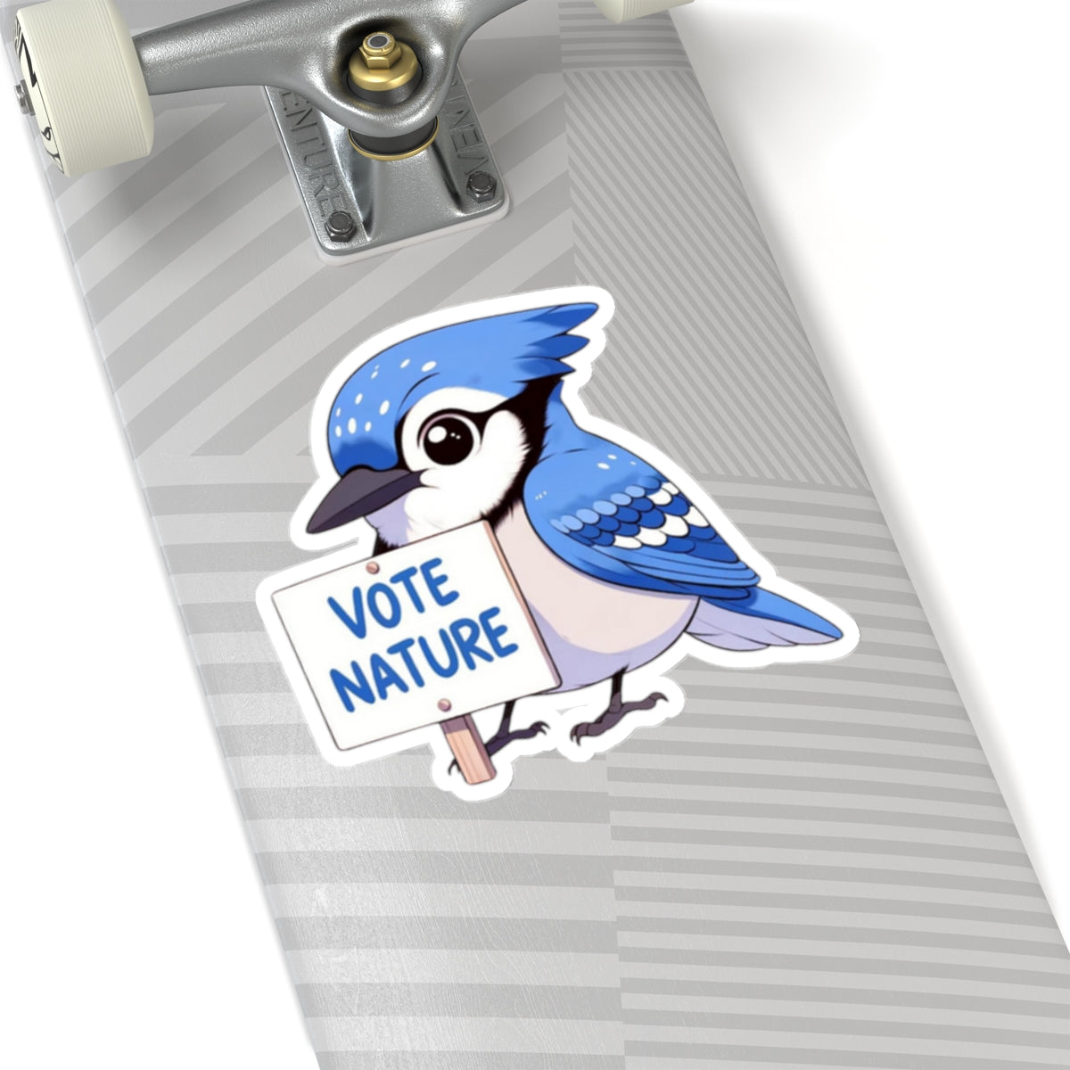 Inspirational Cute Bluejay Statement vinyl Sticker: Vote Nature! for laptop, kindle, phone, ipad, instrument case, notebook, mood board