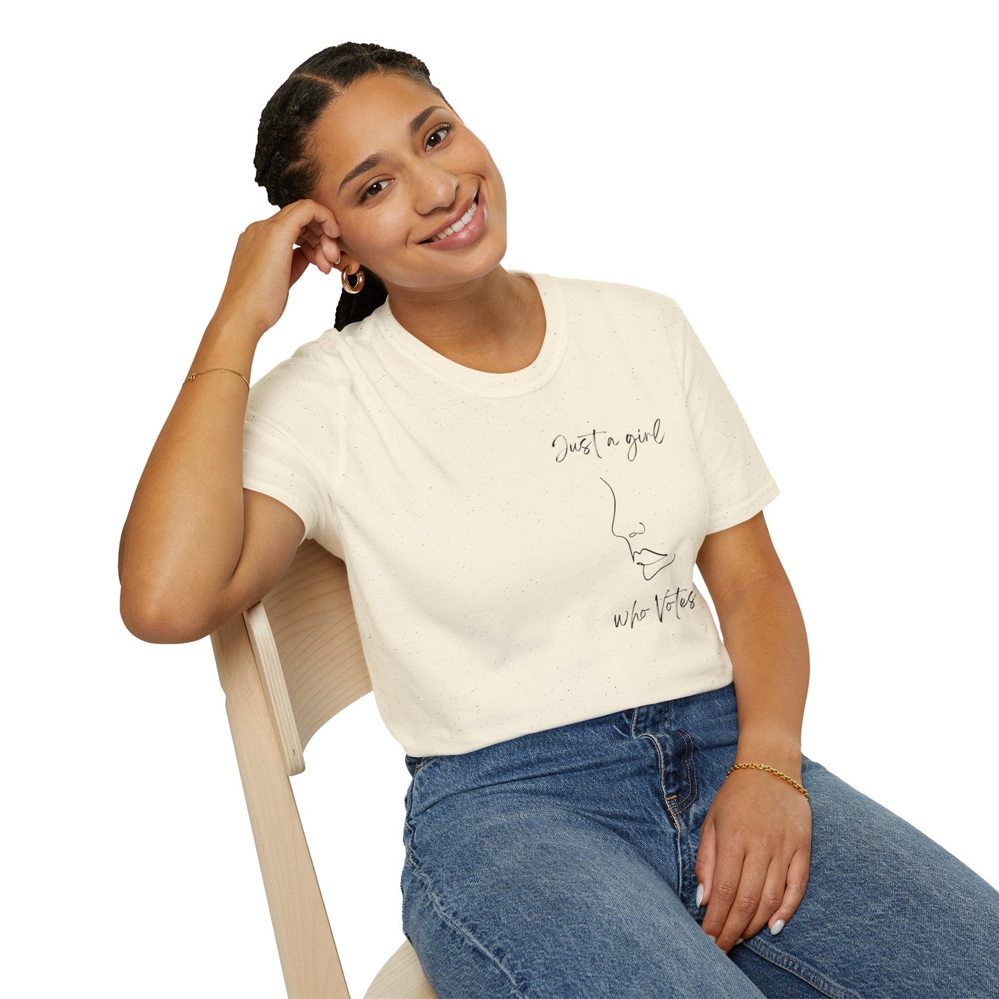 Just a Girl Who Votes Statement Soft Style t-shirt: Strong yet Subtle Activism! Be Unmoved!