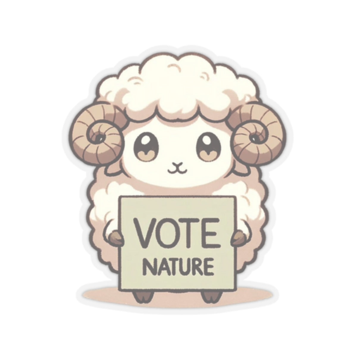 Inspirational Cute Ram Statement vinyl Sticker: Vote Nature! for laptop, kindle, phone, ipad, instrument case, notebook, mood board, or wall