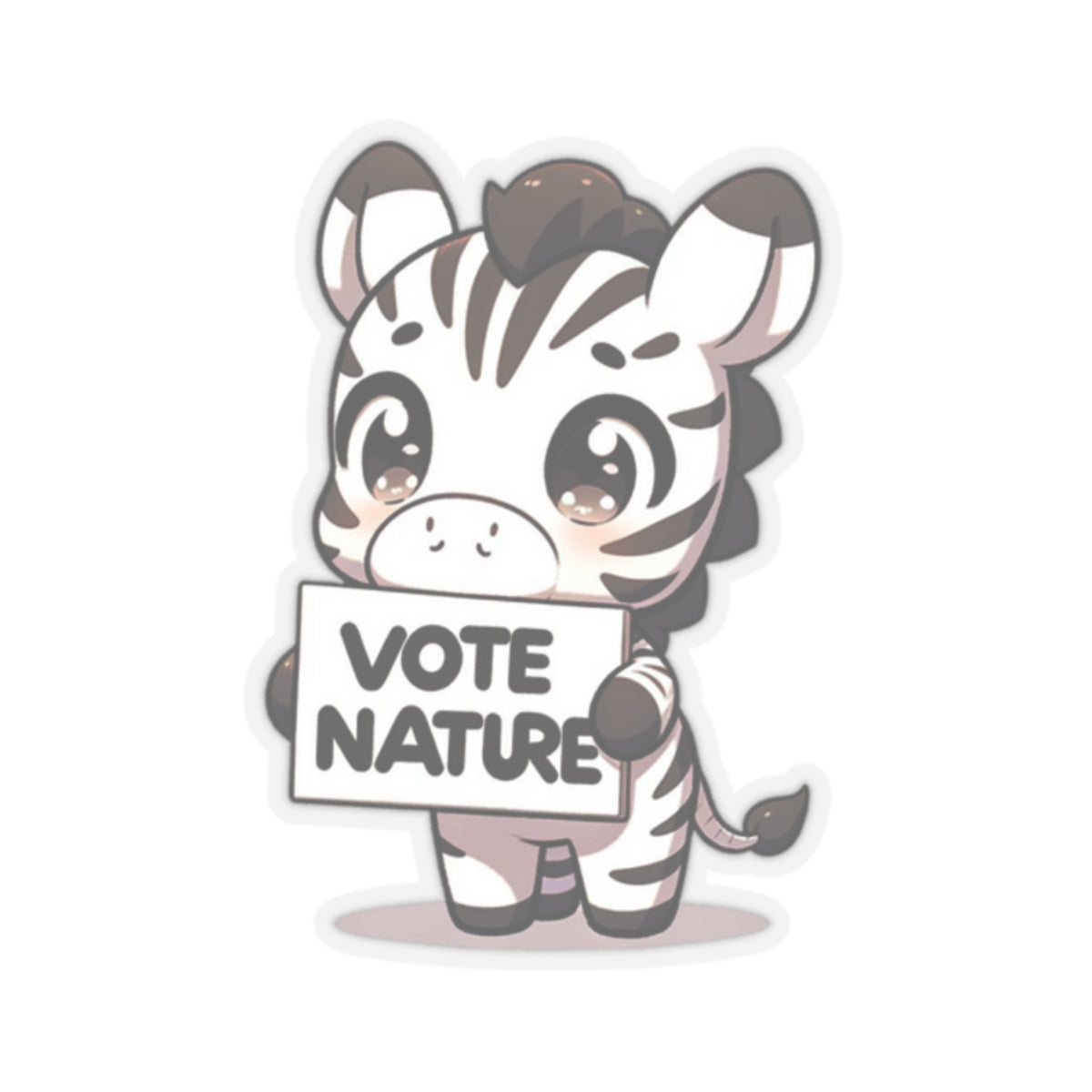 Inspirational Cute Zebra Statement vinyl Sticker: Vote Nature! for laptop, kindle, phone, ipad, instrument case, notebook, mood board