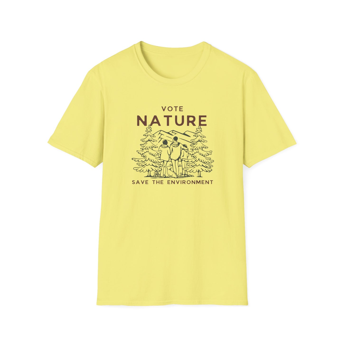 Inpirational Statement Soft-Syle Cotton t-shirt: Vote Nature, Save the Environment! Show you Care!