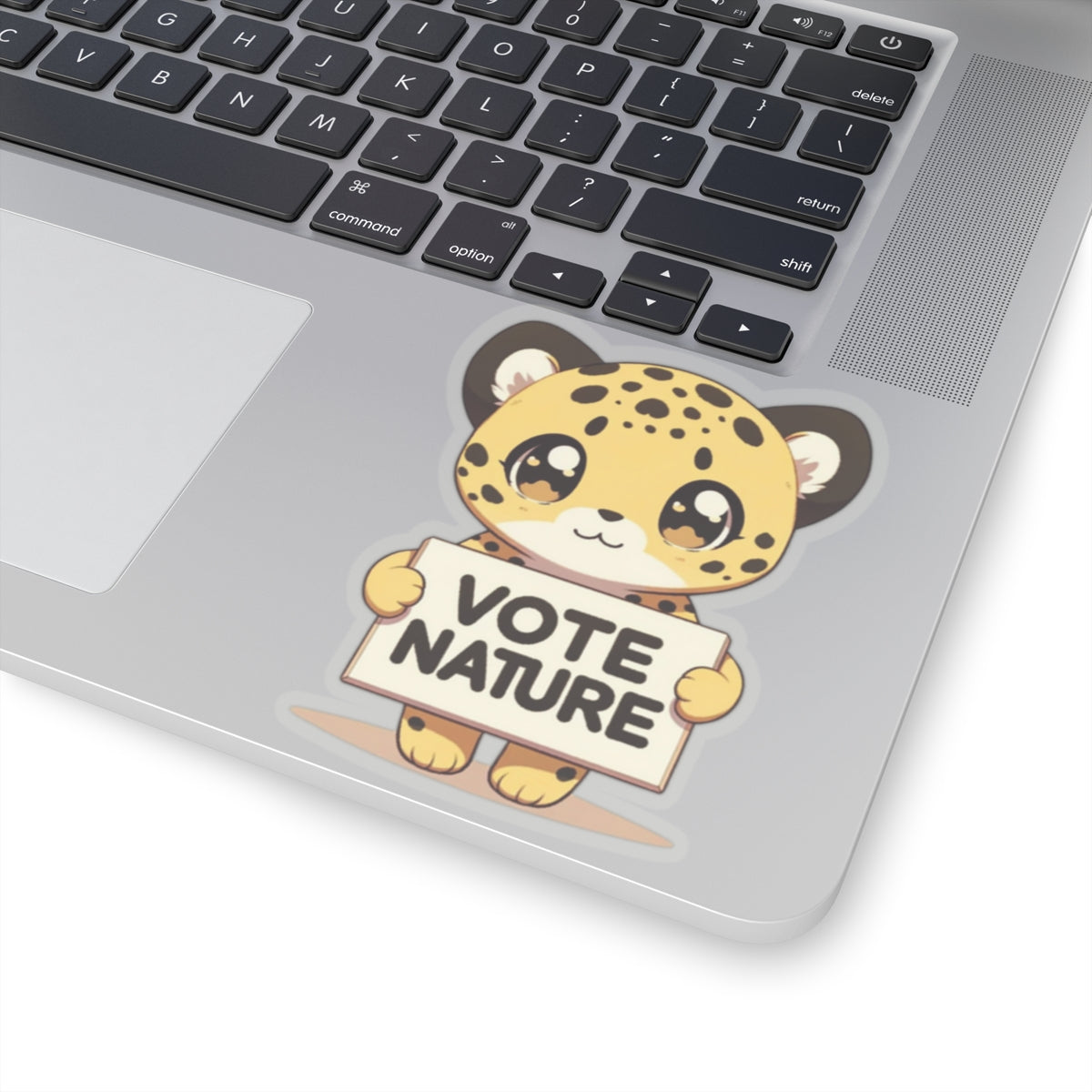 Inspirational Cute Leopard Statement vinyl Sticker: Vote Nature! for laptop, kindle, phone, ipad, instrument case, notebook, mood board