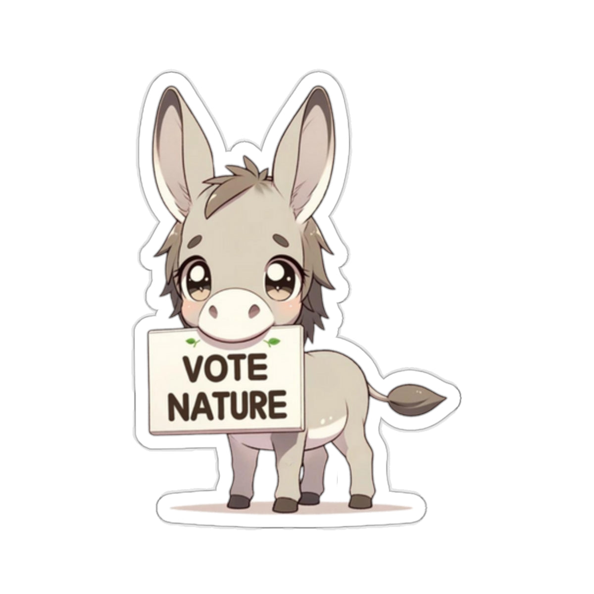 Inspirational Cute Donkey Statement vinyl Sticker: Vote Nature! for laptop, kindle, phone, ipad, instrument case, notebook, mood board