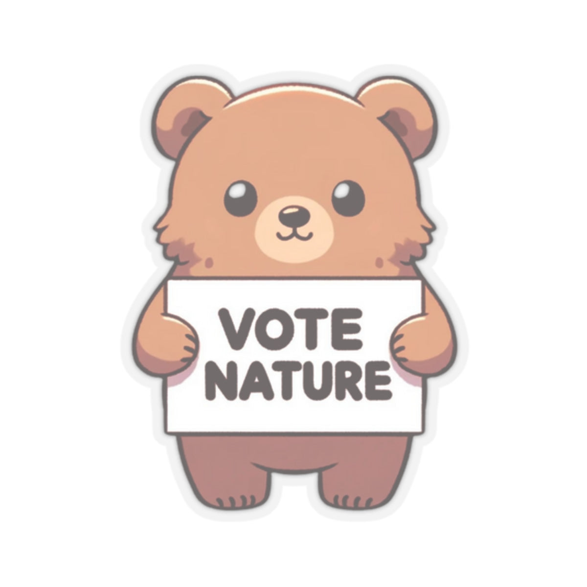 Inspirational Cute Grizzly Bear Statement vinyl Sticker: Vote Nature! for laptop, kindle, phone, ipad, instrument case, notebook, mood board