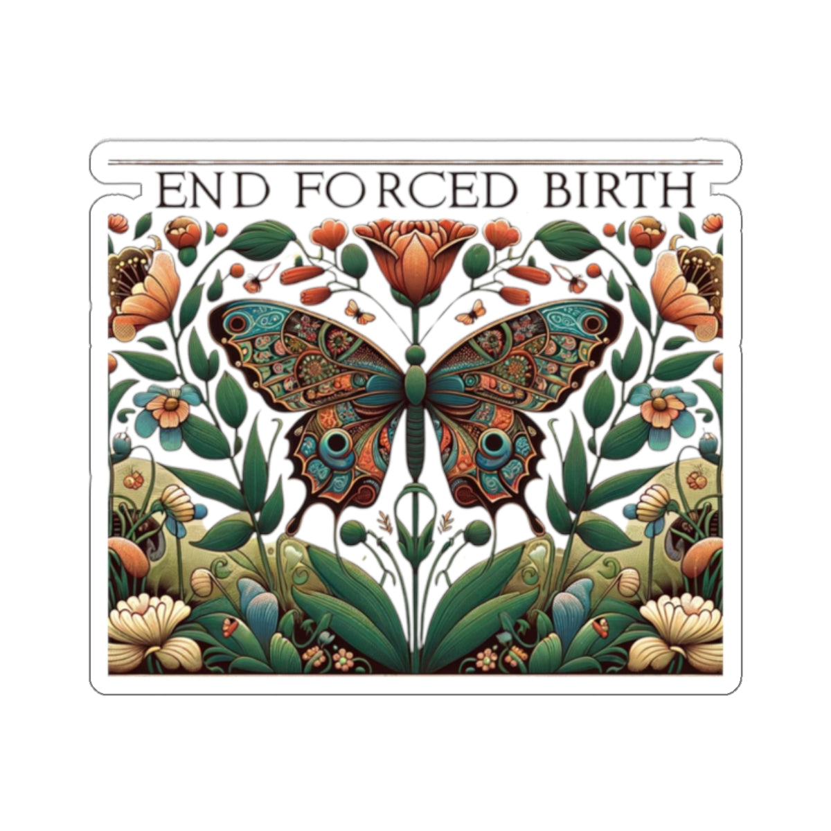 Bold and Uncompromising Statement Sticker: End Forced Birth! for laptop, kindle, phone, ipad, instrument case, notebook, mood board, or wall