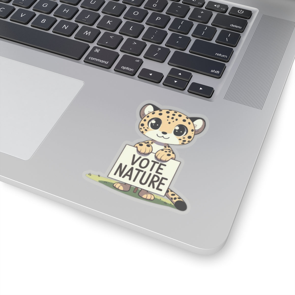 Inspirational Cute Cheetah Statement vinyl Sticker: Vote Nature! for laptop, kindle, phone, ipad, instrument case, notebook, mood board