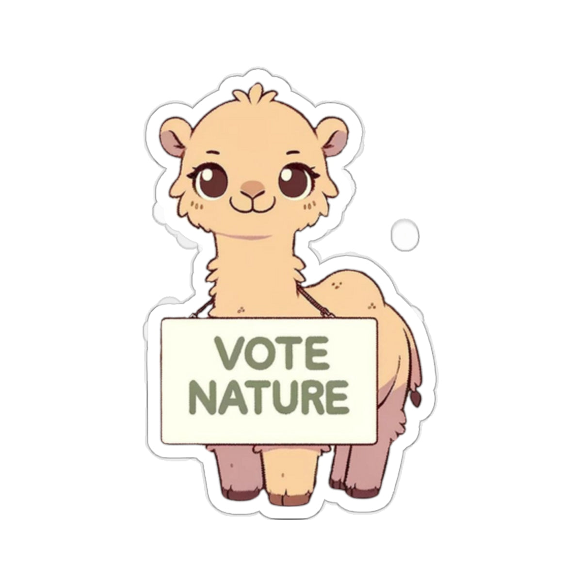 Inspirational Cute Camel Statement vinyl Sticker: Vote Nature! for laptop, kindle, phone, ipad, instrument case, notebook, mood board