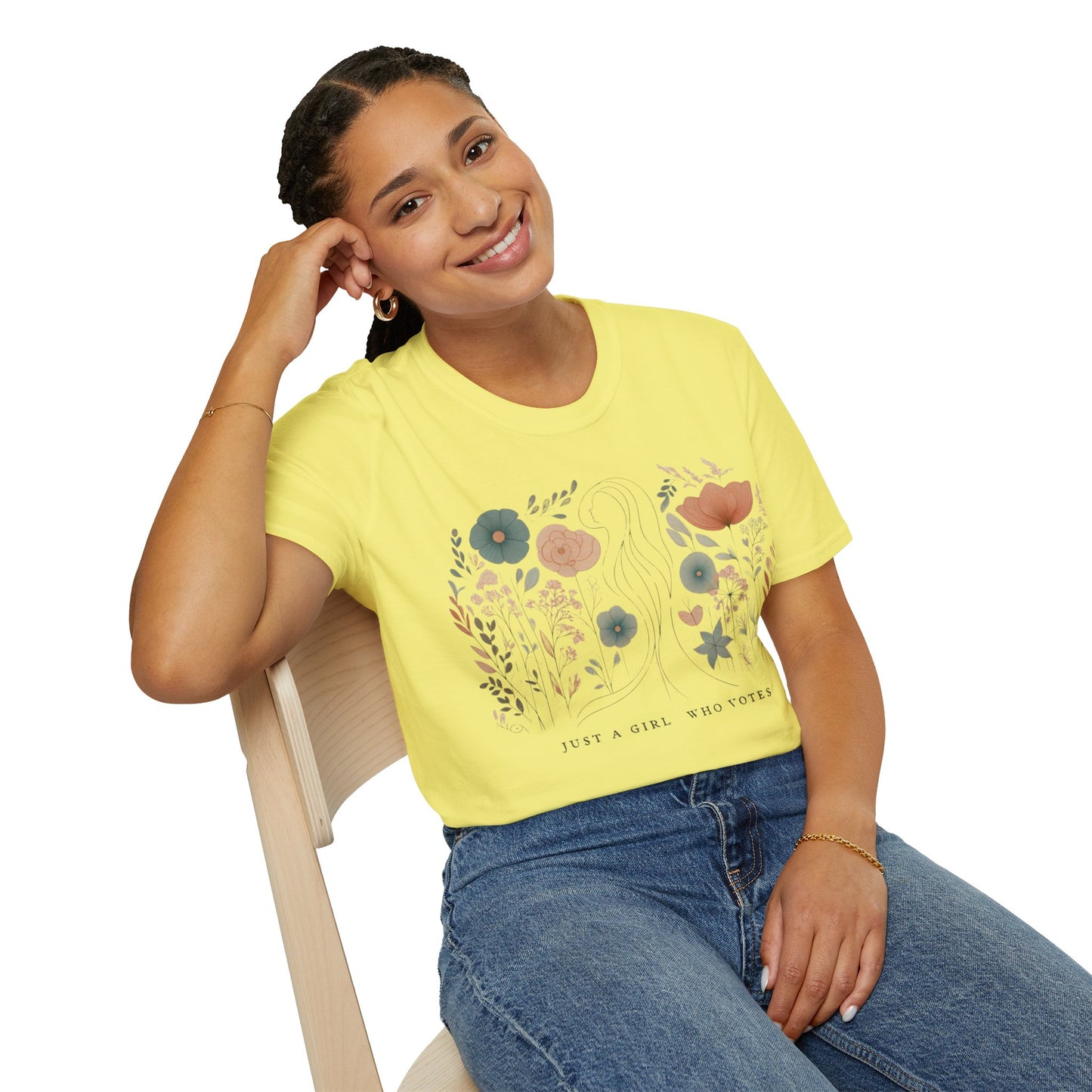 Just a Girl Who Votes Statement Soft Style t-shirt: Strong yet Subtle Activism! Be Unmoved!