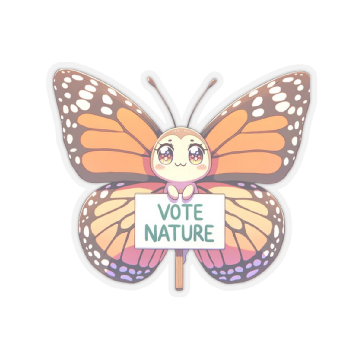 Inspirational Cute Butterfly Statement vinyl Sticker: Vote Nature! for laptop, kindle, phone, ipad, instrument case, notebook, mood board