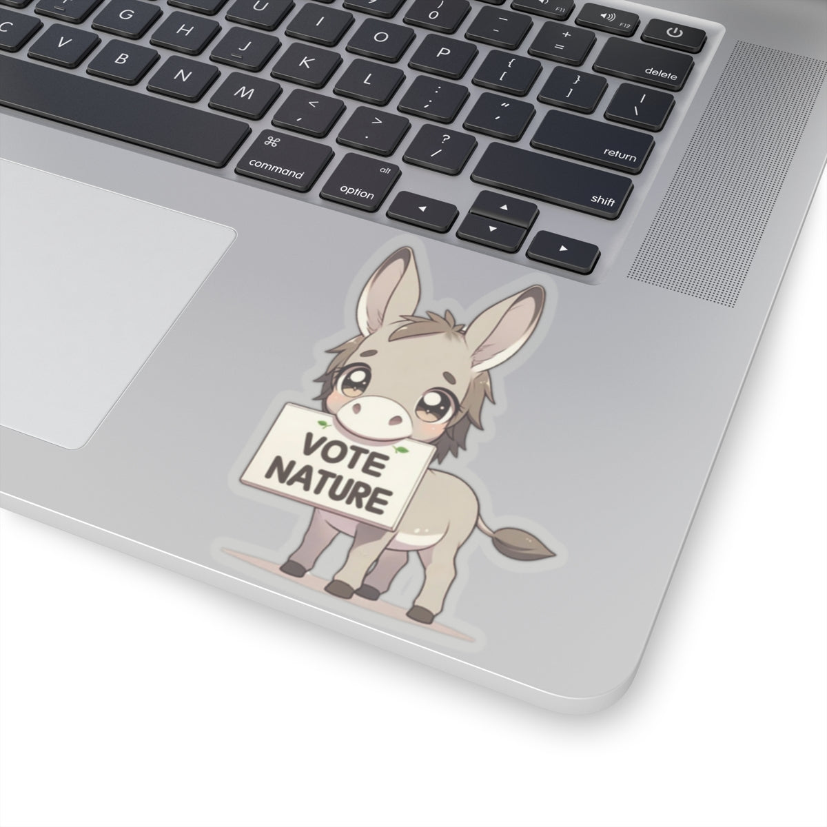 Inspirational Cute Donkey Statement vinyl Sticker: Vote Nature! for laptop, kindle, phone, ipad, instrument case, notebook, mood board