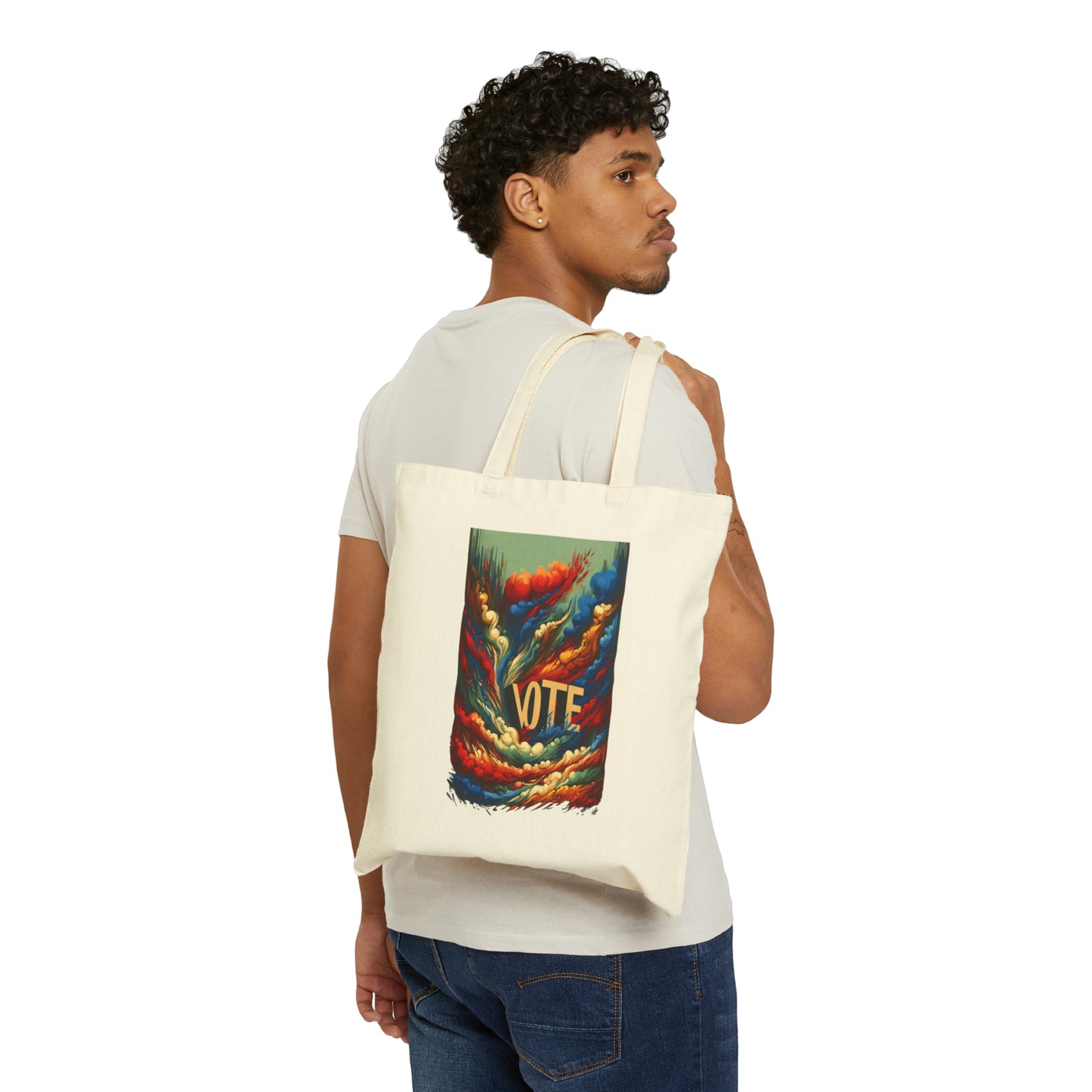 Inspire with a Bold Statement Cotton Canvas Tote Bag: Vote!  carry a laptop, kindle, phone, notebook, goodies to work/coffee shop