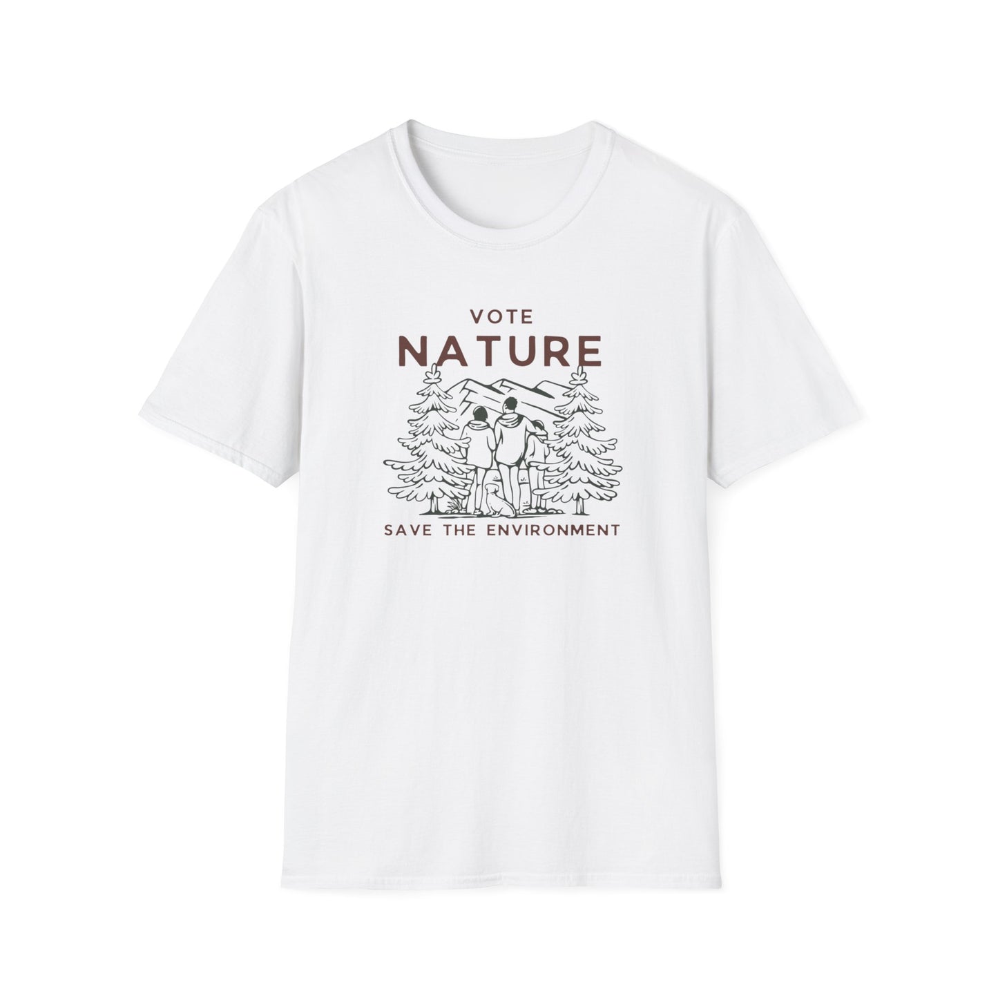 Inpirational Statement Soft-Syle Cotton t-shirt: Vote Nature, Save the Environment! Show you Care!