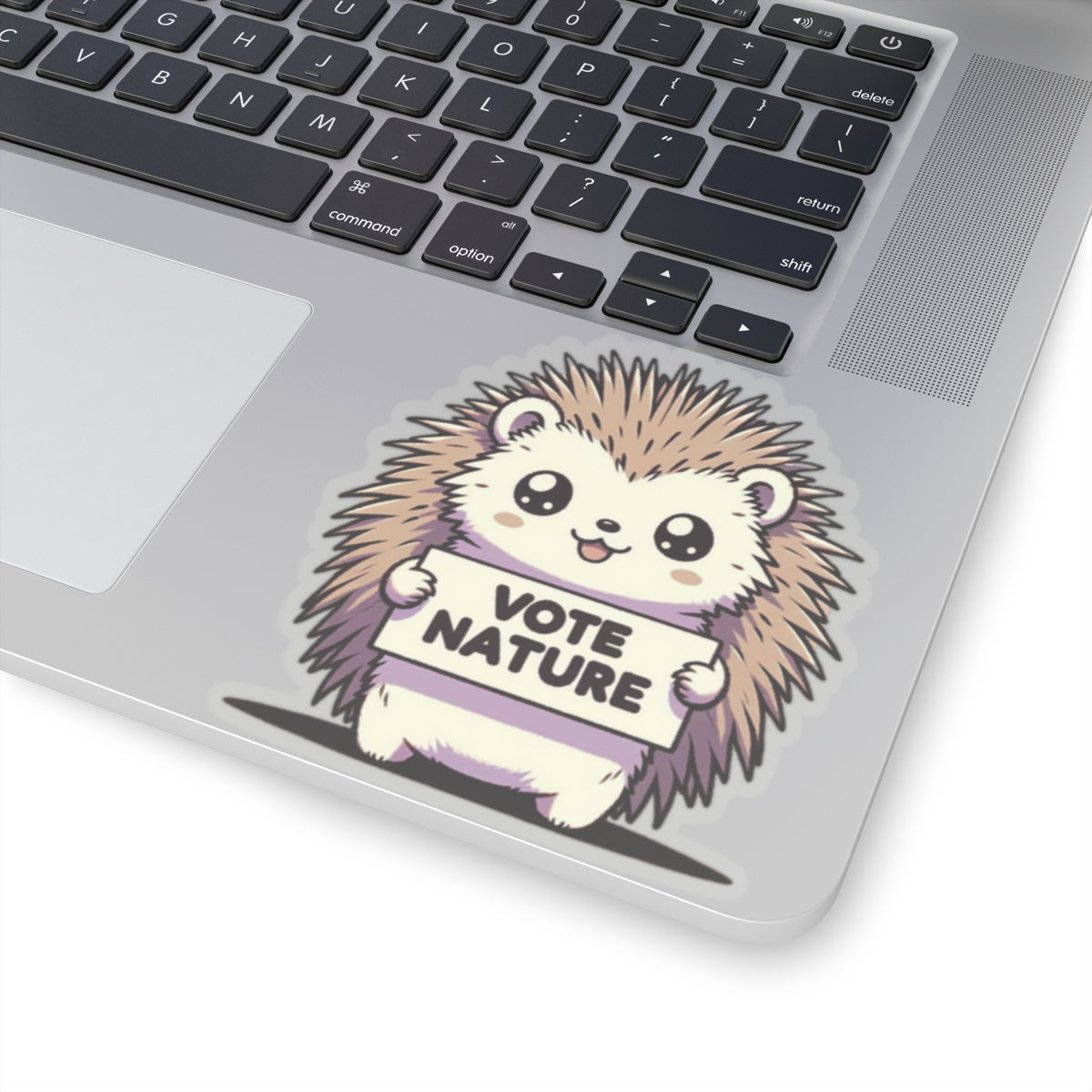 Inspirational Cute Porcupine Statement vinyl Sticker: Vote Nature! for laptop, kindle, phone, ipad, instrument case, notebook, mood board, or wall