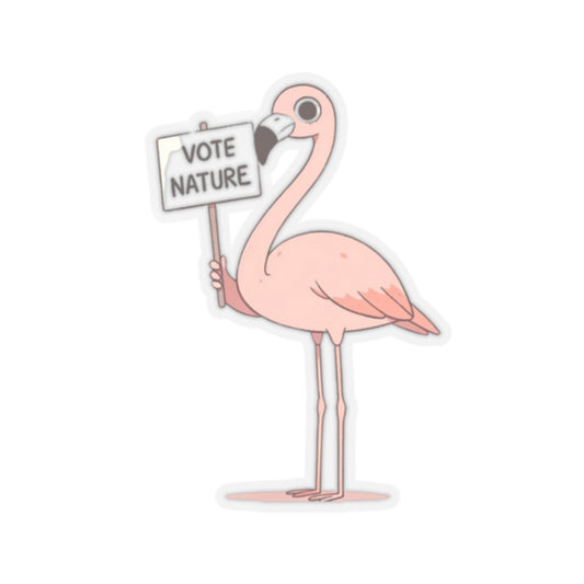 Inspirational Cute Flamingo Statement vinyl Sticker: Vote Nature! for laptop, kindle, phone, ipad, instrument case, notebook, mood board