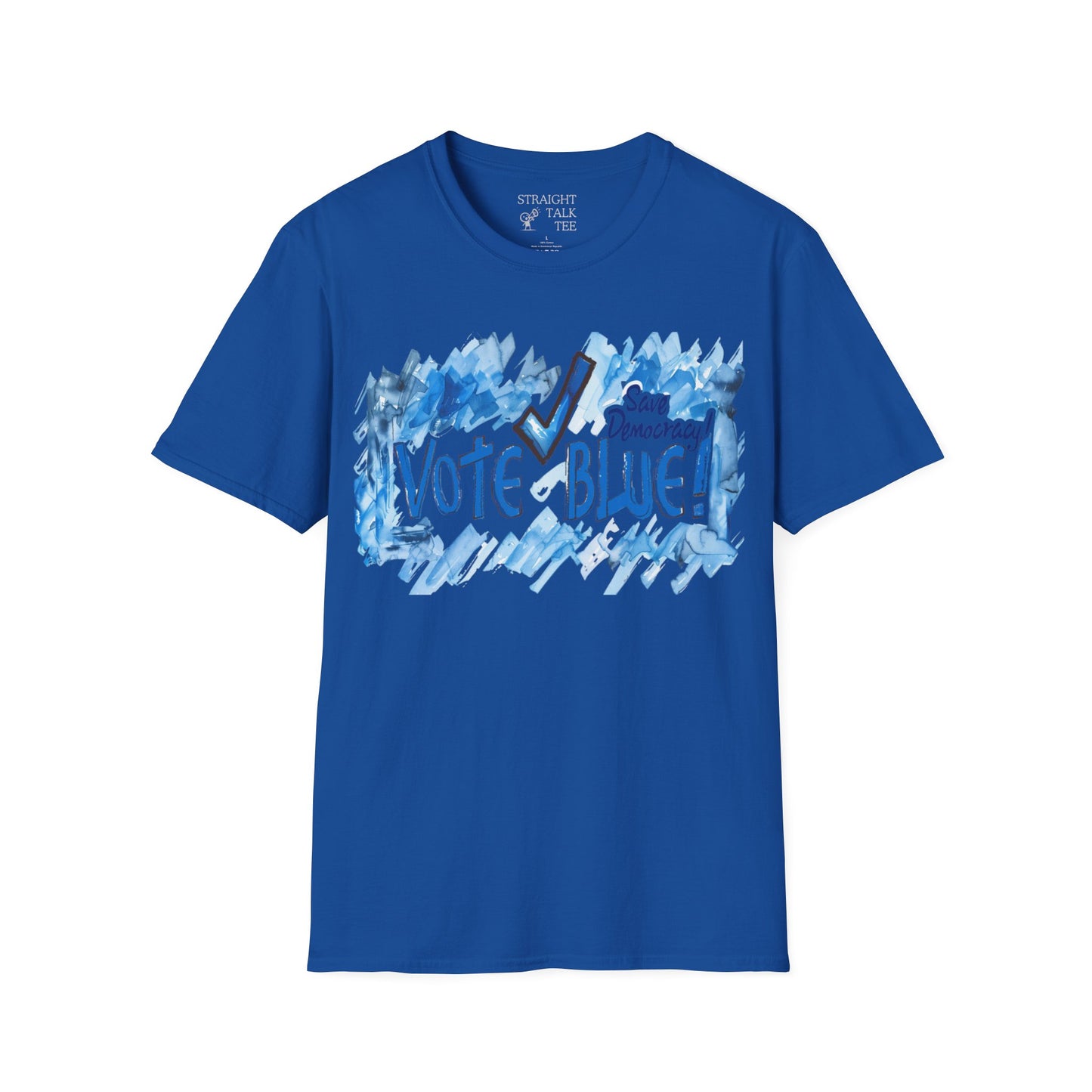 Save Democracy! Vote Blue! Statement Soft-Style t-shirt |unisex| Political Shirt Show you Care! Activism, Inspire Others and Speak Your Mind!