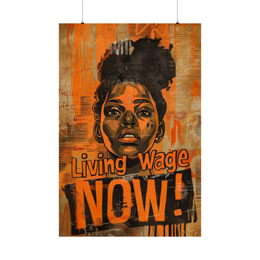 Living Wage Now Matte Vertical Poster Demand Respect Bold Statement Protest Poster Worker Labor Rights!