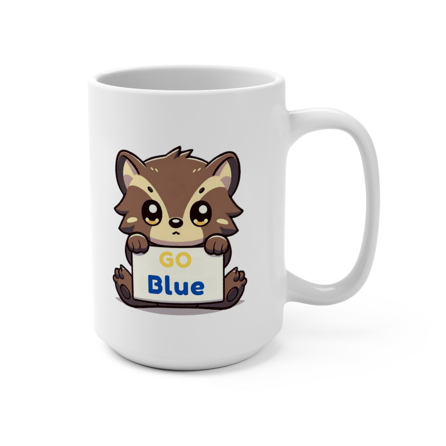 Cute Wolverine Go Blue! Statement Coffee Mug (15oz): UM Michigan!