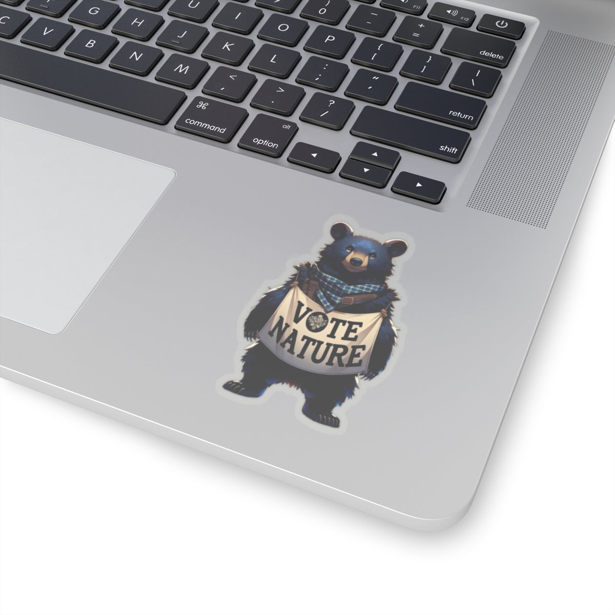 Inspirational Caring Black Bear vinyl Sticker: Vote Nature! for laptop, kindle, phone, ipad, instrument case, notebook, mood board, or wall